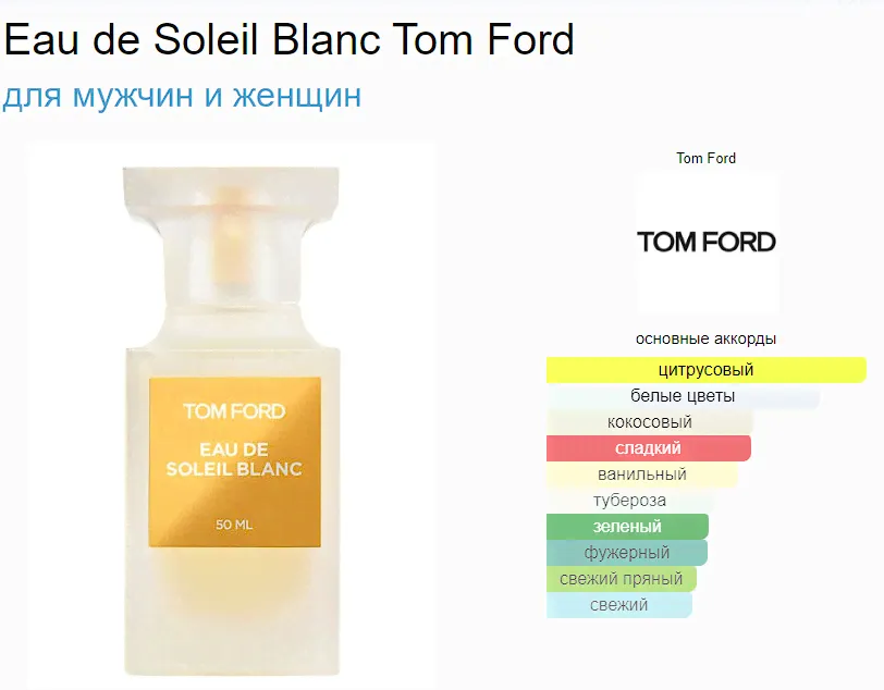 Tom Ford EAU DE SOLEIL BLANC 100ml (duty free парфюмерия)